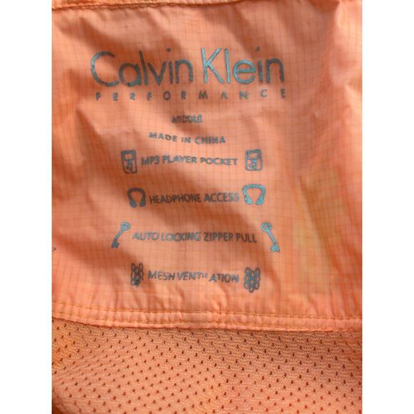 Calvin Klein Performance Women’s Hooded Vest Medium Orange Nylon Vintage - Picture 3 of 5